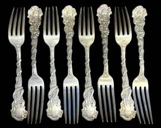 Eight 7.5 Sterling Silver Forks 72g Each Versailles By Gorham