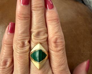 14 karat gold Malachite Ring