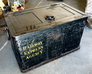 Antique Late 19th c. Railroad Strongbox, with Keys. 17”x27”x16”