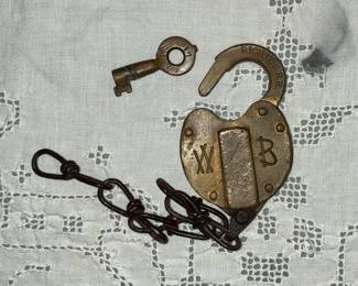 circa 1900 railroad grade switch lock, marked “Rich. Con. RR”