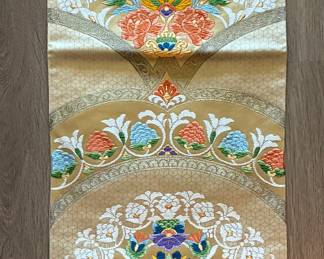 Vintage Japanese Kimono Silk Belt Fukuro Obi (Close up embroidery)