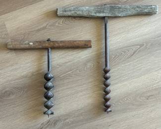Antique T-Handle Wood Auger Hand Drills