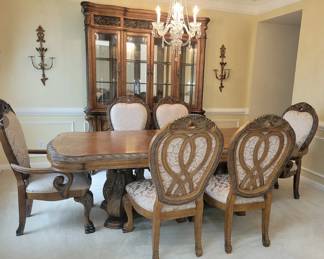 AICO Michael Amini Dining Set and China Cabinet 