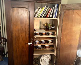 Antique armoire with added shelves for display