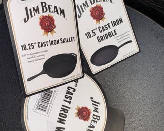 3 brand new Jim Beam cast iron pieces