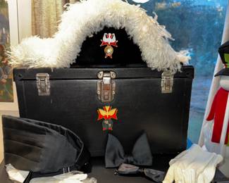 Knights of Columbus hat, box, gloves, ties and cumberbund
