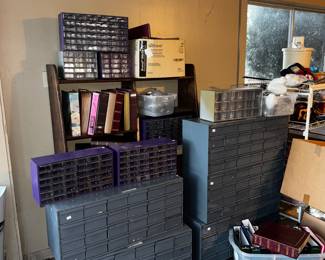 Multi compartment bin cabinet