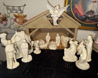 Vintage ceramic nativity with manger made at “The Orange Grove School for Retarded Children”