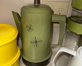 Vintage avocado green coffee perculator