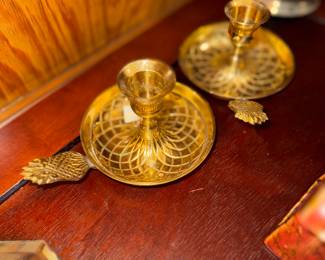 Brass pineapple candlesticks