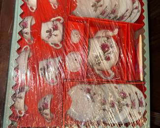 Vintage child’s tea set. New in the box with lid and perfect for gift giving