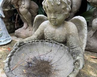 Angel bird bath