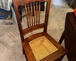 Set of 6 antique cane seat chairs