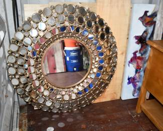 Vtg Round Wall Mirror