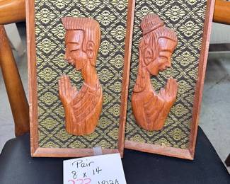 Pair of Teak Art