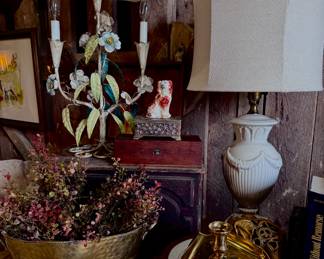 Italian toile lamp with custom shade