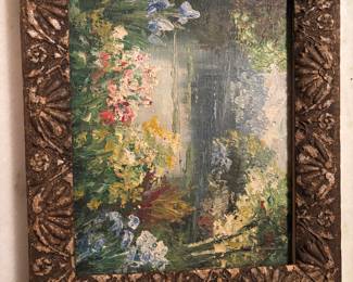 Antique oil and frame