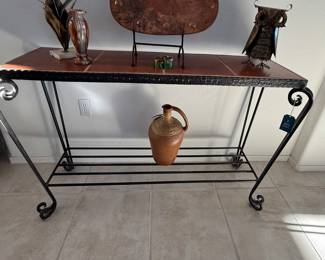 Wrought Iron Console table with tile top