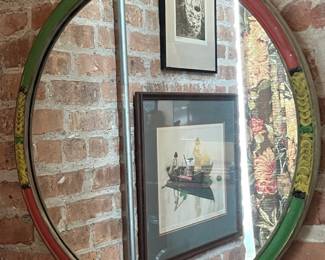 Vintage painted wood mirror $85