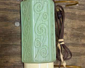 $75 - Vintage electric lamp for headboard with light green glass from 1930s to 1950s. 