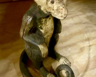 Decor - Cast Iron early 20c Monkey Bank. Price $50