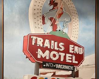 $400 - Large Framed art - Original Oil Painting of Trails End Motel Painting