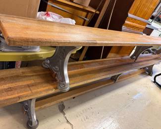 Pair Vintage wood gym benches 10' long, $100 each