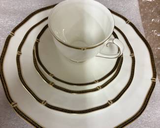3 sets - Wedgewood Windsor Black 5-piece place setting. 