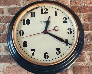 $175 - Hammond round wall clock, working. Dimension 21" diameter.  More Hammond clocks for sale separately: Square Hammond clock, black gothic bedside clock.