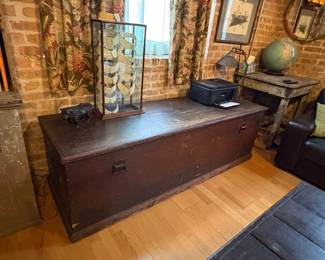 $675 - Antique wood coffin storage chest