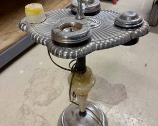 Vintage chrome and slag glass Art Deco smoking stand. Price $225