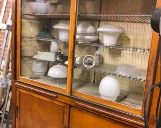 $250 - Pastry Baker Cabinet w/glass sliding front w 3 shelves, sliding doors. Built-in