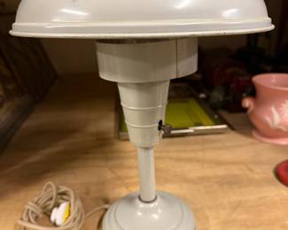Light fixture. MCM flying saucer style metal table or desk lamp. Price $70