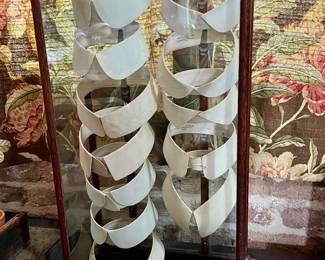 Display case with vintage shirt collars 