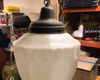 Light Fixture - Hanging fixture with milk glass shades. 2 Available. Dimensions 8" diameter. Price $40/each.