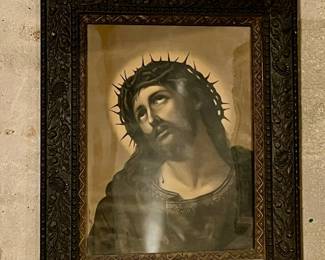 Framed art - Jesus print. Dimensions 22"x 27" Price $125