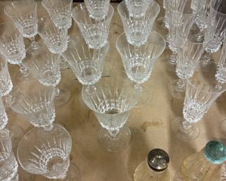 Tuilleries Villandry by Cristal D'Arques-Durand 1976-1997; Full sets of 3-piece crystal place settings  - white wine, red wine, champagne.  