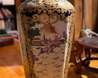 Mid-Century Reproduction Hunt Scene Lidded Urn. Measures 34" H x 14" At Widest. Photo 4 of 8. 