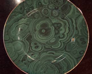 Neiman Marcus Malachite Green Porcelain China with 24 K Gold Trim. Made In Japan: Set of 7 Salad Plates, Set of 8 Bread & Butter Plates & Set of 3 Demitasse & Saucers. Photo 3 of 7. 
