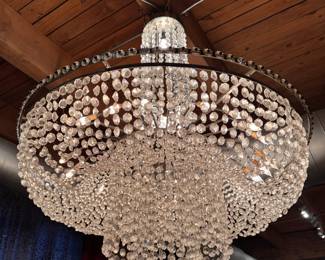 Hollywood Regency Waterfall Glass Bead Chandelier. Measures 48" D x 58" H with An Additional 2" To Ceiling. Photo 2 of 2. 
