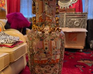 Mid-Century Chinese Famille Rose Porcelain Palace Urn. Measures 3' 1" H x 18" At Widest. Photo 1 of 7. 