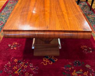 Walnut Art Deco Dining Table. Measures 74" L x 37" D x 30" H with 25.5" Clearance. Photo 4 of 10. 