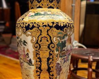 Mid-Century Reproduction Hunt Scene Lidded Urn. Measures 34" H x 14" At Widest. Photo 2 of 8. 