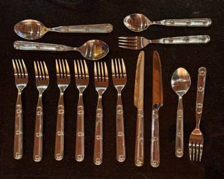 Incomplete Set of Stainless Steel Flatware with Lucite Handles. Photo 1 of 2. 