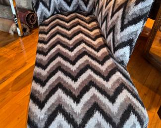 Mid-Century Chaise Upholstered in Chevron Upholstery. Measures 68" W x 30" D. Photo 2 of 5. 