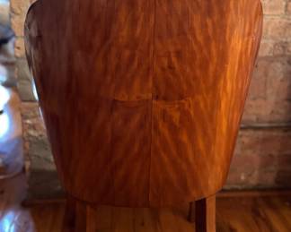 Set of 4 Art Deco Burl Wood Cloud Chair Upholstered in Faux Leather Attributed to Harry and Lou Epstein. Measures 22" W x 23" D  with 18" Seat Height. Photo 3 of 3. 