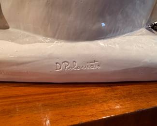 Porcelain Sculpt by Domenico Poloniato on Stand. Sculpt Measures  24.81" H x 13.78" W x 11.82" D (Not Including Stand). Photo 5 of 5. 