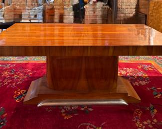 Walnut Art Deco Dining Table. Measures 74" L x 37" D x 30" H with 25.5" Clearance. Photo 2 of 10. 