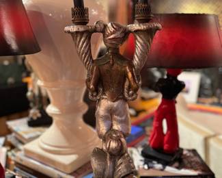 Hollywood Regency Style Hand-Painted Plaster Figural Male & Female Candelabras. Photo 4 of 4. 