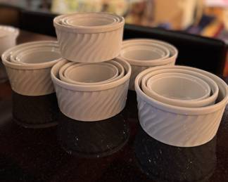 Set of 6 Soufflé Dish Trios: 5" D, 4" D & 3.5" D. 
